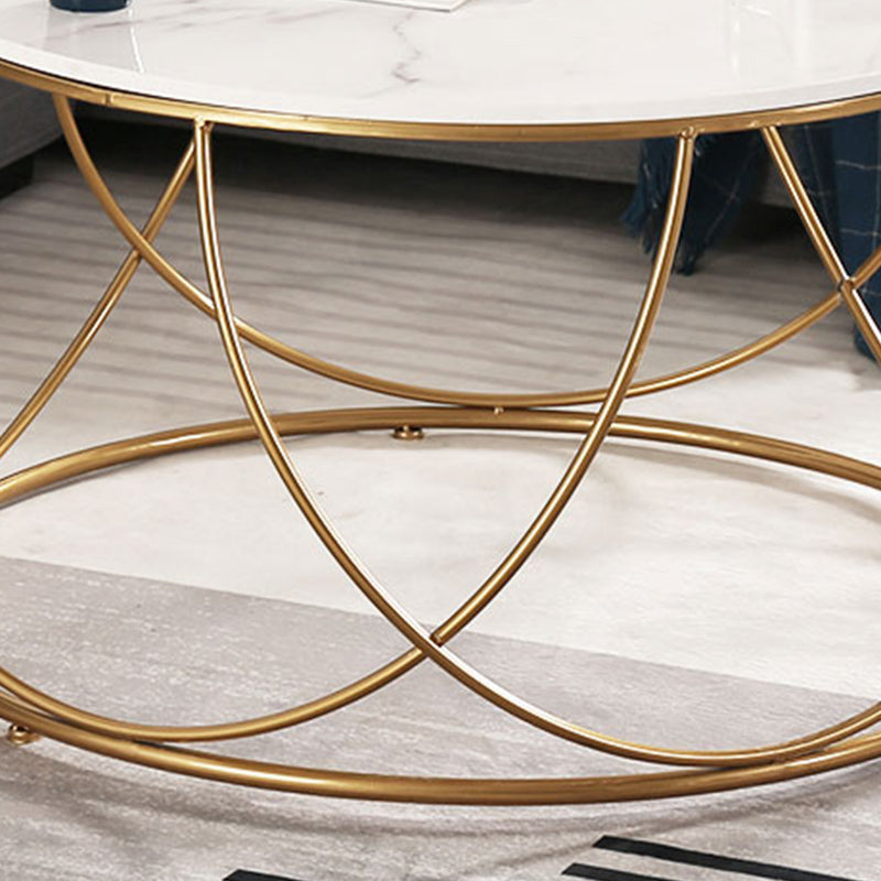 Frame Glam Cocktail Table Stone Round Nesting Coffee Table Set