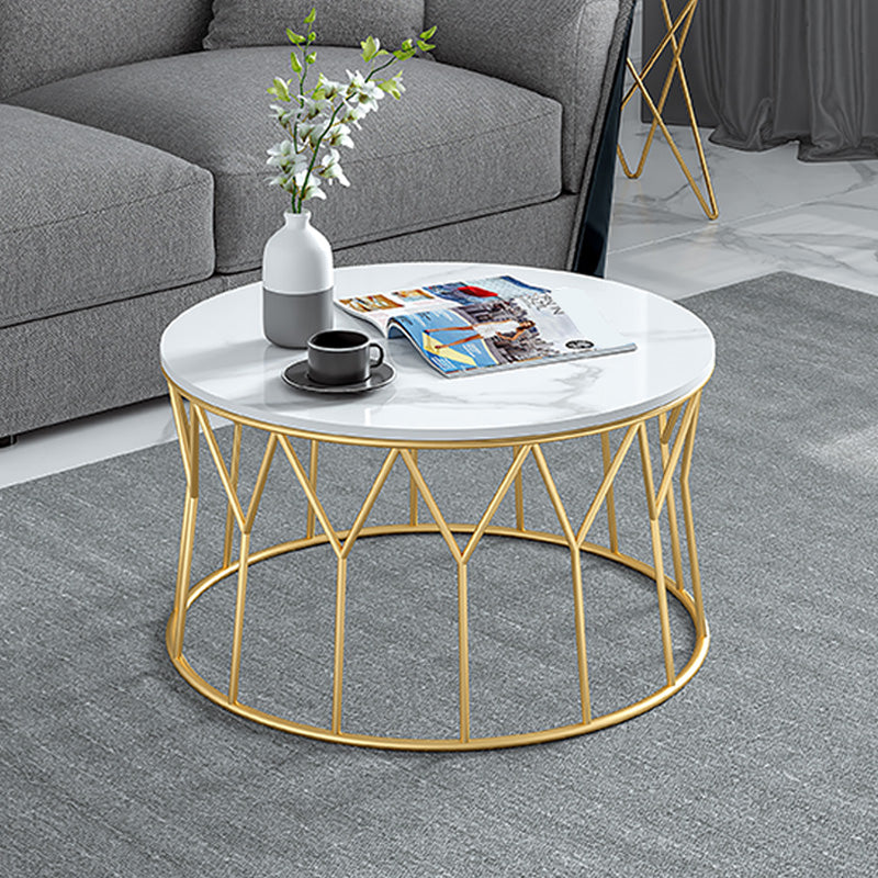 Frame Glam Cocktail Table Stone Round Nesting Coffee Table Set