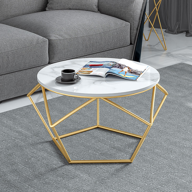 Frame Glam Cocktail Table Stone Round Nesting Coffee Table Set