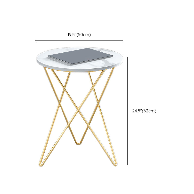 Frame Glam Cocktail Table Stone Round Nesting Coffee Table Set