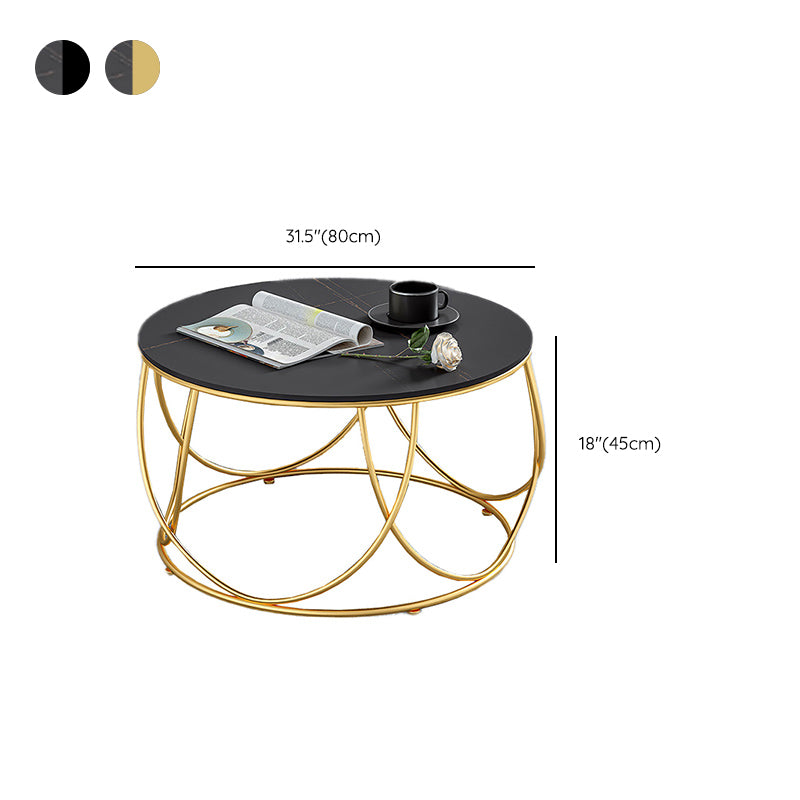Frame Glam Cocktail Table Stone Round Nesting Coffee Table Set
