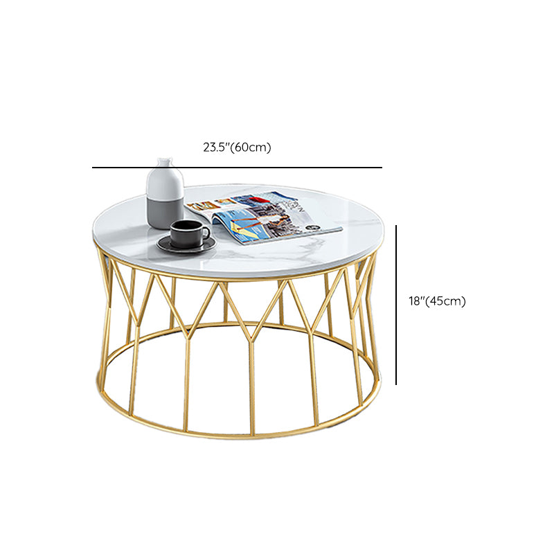 Frame Glam Cocktail Table Stone Round Nesting Coffee Table Set