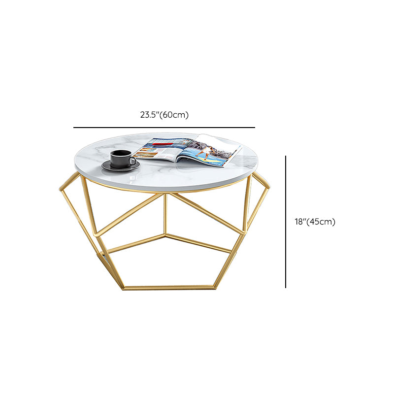 Frame Glam Cocktail Table Stone Round Nesting Coffee Table Set