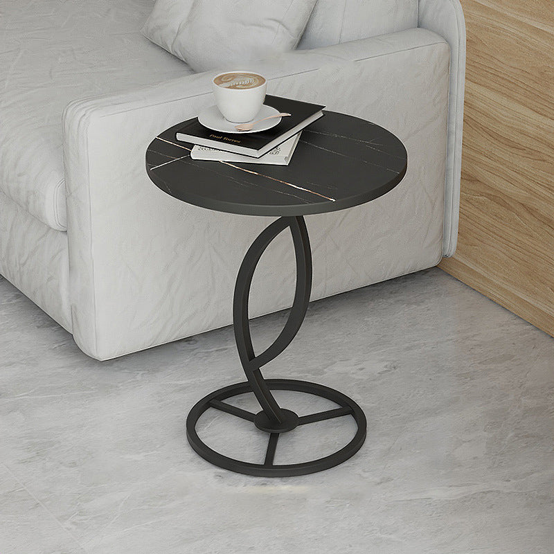 Minimalism Slate and Metal Single Coffee Table Frame Round Glam Coffee Table