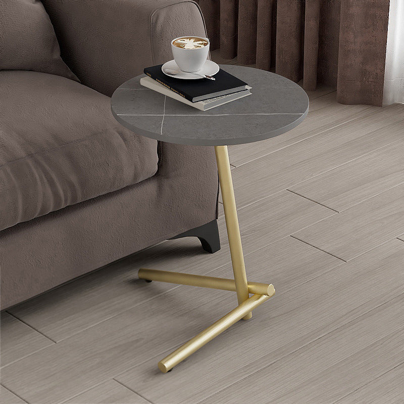 Minimalism Slate and Metal Single Coffee Table Frame Round Glam Coffee Table