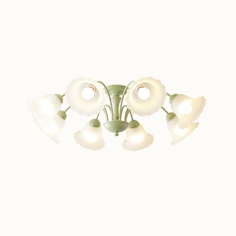 Nordic Style Ceiling Light Green Ceiling Lamp with Glass Shade for Living Room