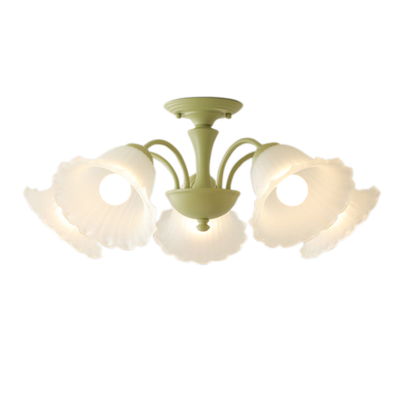 Nordic Style Ceiling Light Green Ceiling Lamp with Glass Shade for Living Room