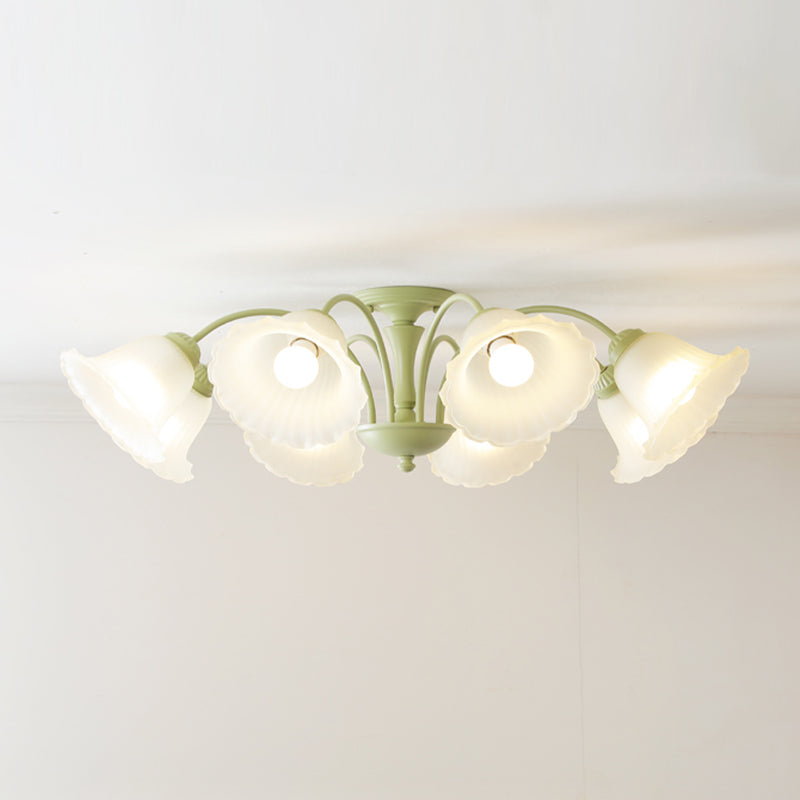 Nordic Style Ceiling Light Green Ceiling Lamp with Glass Shade for Living Room