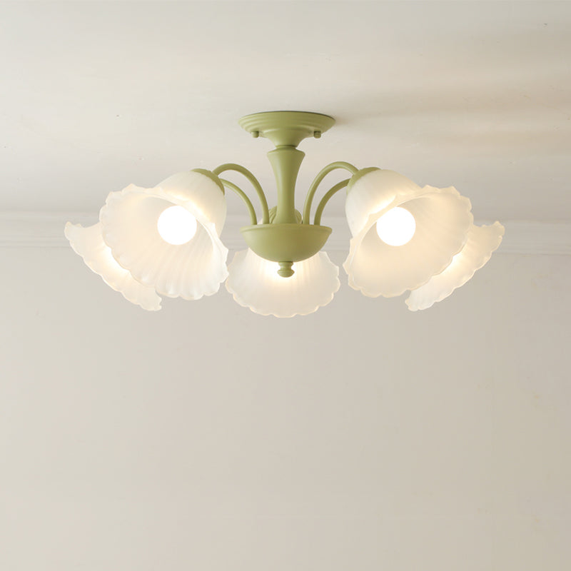 Nordic Style Ceiling Light Green Ceiling Lamp with Glass Shade for Living Room