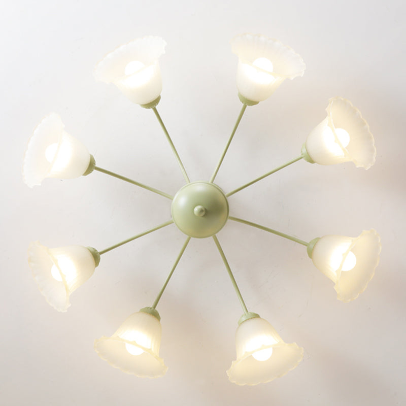 Nordic Style Ceiling Light Green Ceiling Lamp with Glass Shade for Living Room