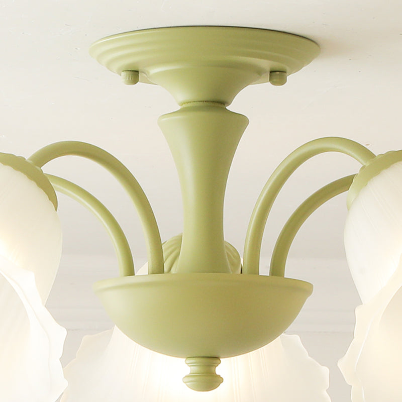 Nordic Style Ceiling Light Green Ceiling Lamp with Glass Shade for Living Room