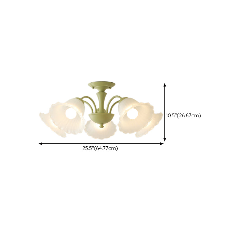 Nordic Style Ceiling Light Green Ceiling Lamp with Glass Shade for Living Room
