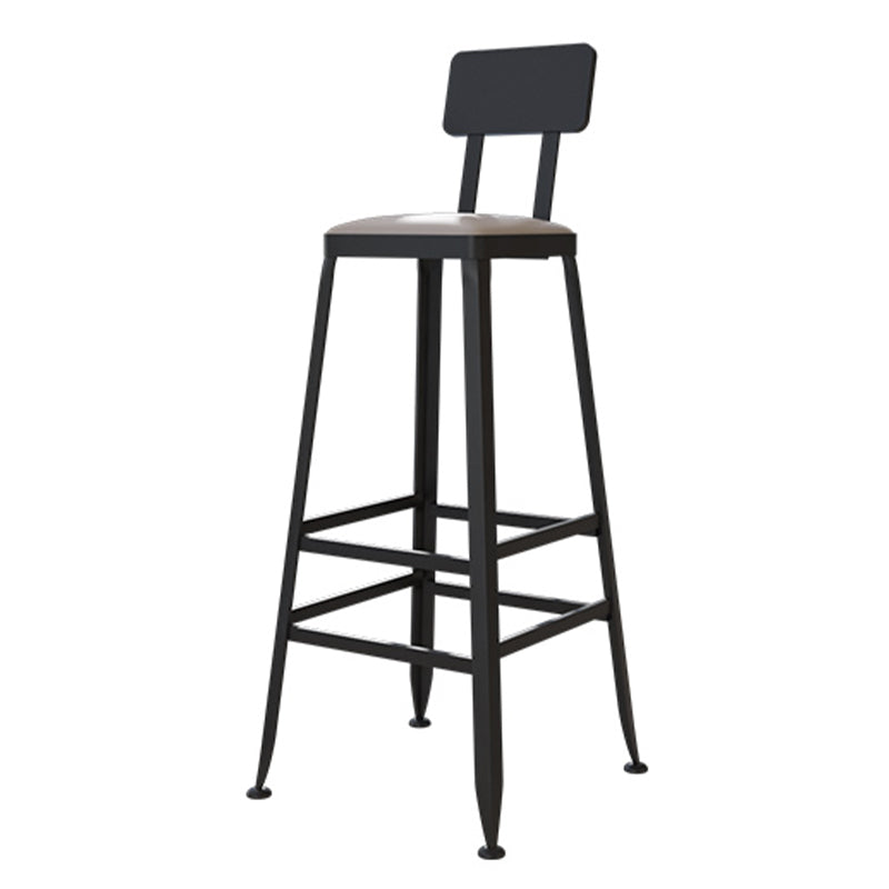 Industrial Metal Bar Stools Low Back Bar Stool with Black Legs