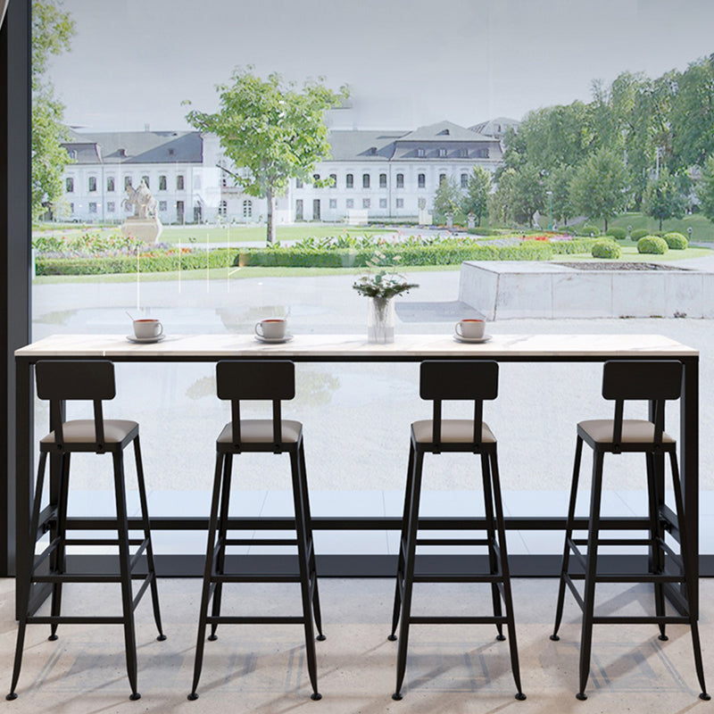 Industrial Metal Bar Stools Low Back Bar Stool with Black Legs