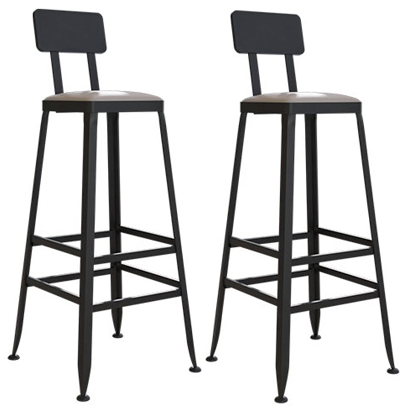 Industrial Metal Bar Stools Low Back Bar Stool with Black Legs