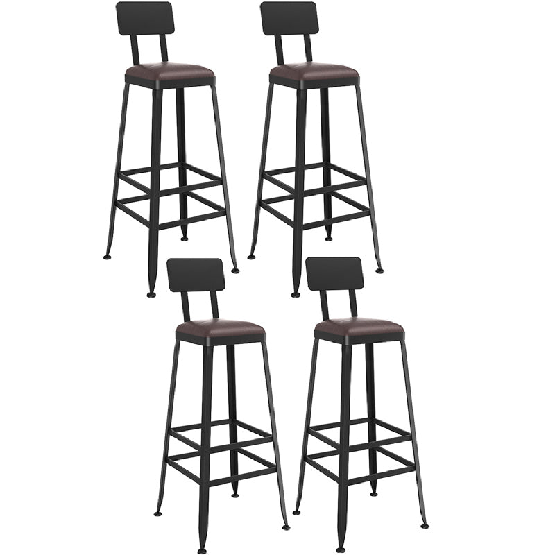 Industrial Metal Bar Stools Low Back Bar Stool with Black Legs