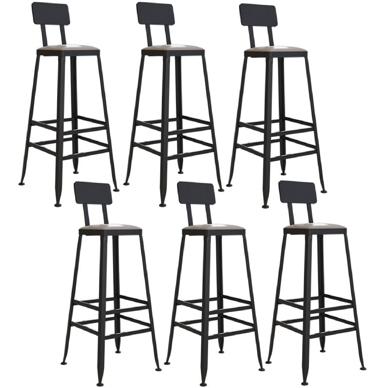 Industrial Metal Bar Stools Low Back Bar Stool with Black Legs