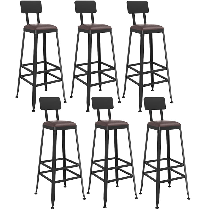 Industrial Metal Bar Stools Low Back Bar Stool with Black Legs