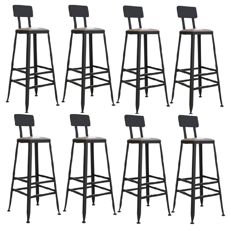 Industrial Metal Bar Stools Low Back Bar Stool with Black Legs