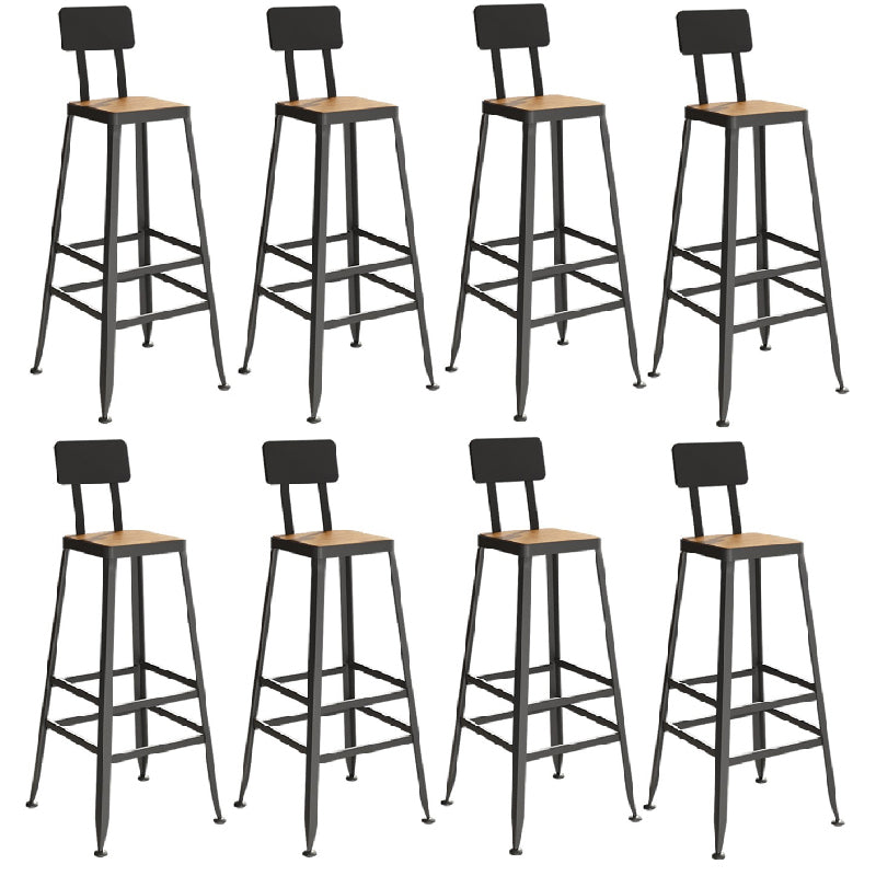 Industrial Metal Bar Stools Low Back Bar Stool with Black Legs