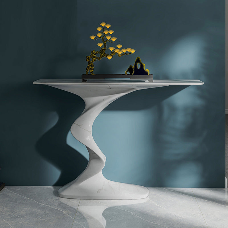 Rectangle Shape Contemporary Console Table Stone Console Sofa Table in White