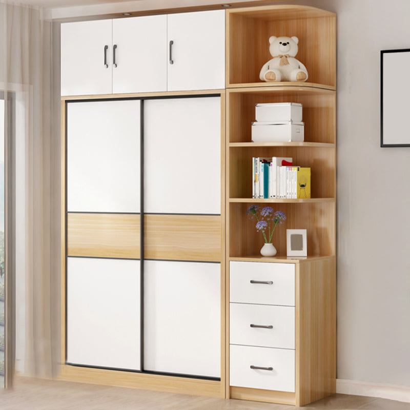 Artificial Wood Wardrobe Freestanding Wardrobe with Sliding Doors for Bedroom