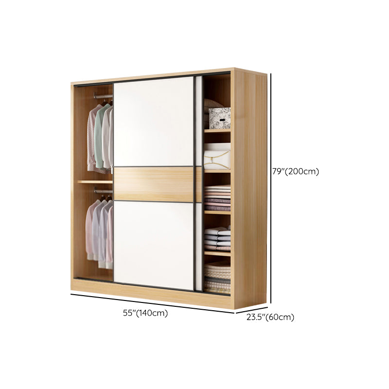 Artificial Wood Wardrobe Freestanding Wardrobe with Sliding Doors for Bedroom