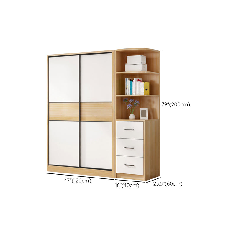 Artificial Wood Wardrobe Freestanding Wardrobe with Sliding Doors for Bedroom