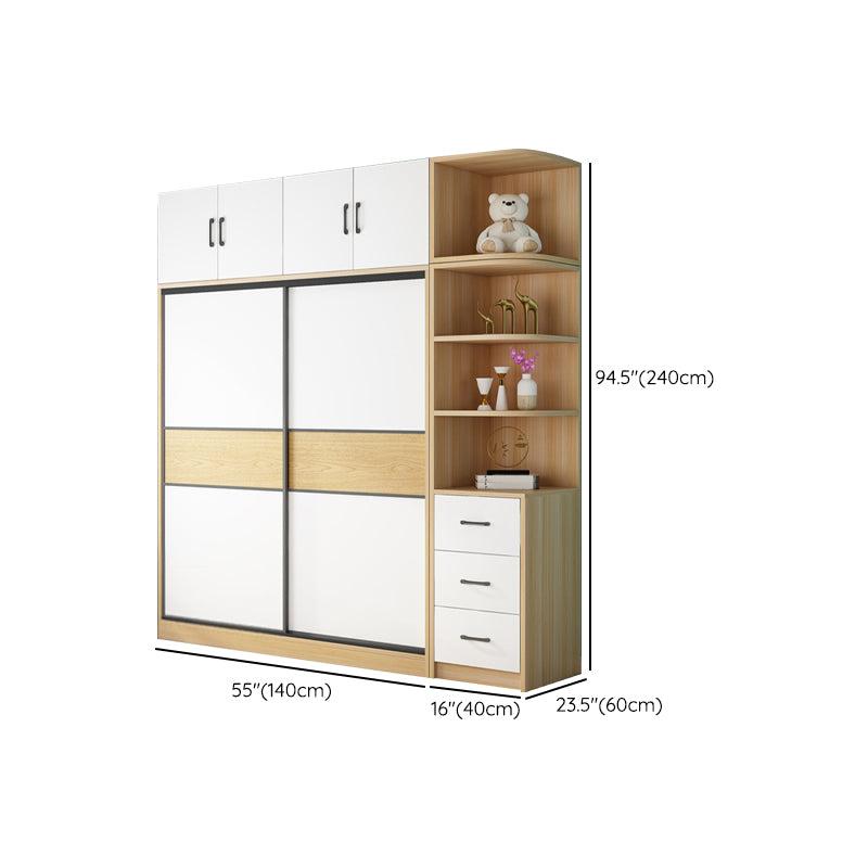 Artificial Wood Wardrobe Freestanding Wardrobe with Sliding Doors for Bedroom