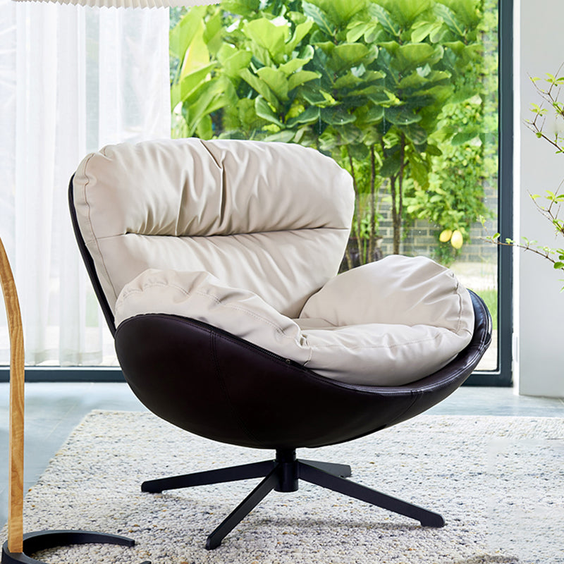 Scandinavian Parsons Chair with Removable Cushions in Faux Leather/Linen Blend