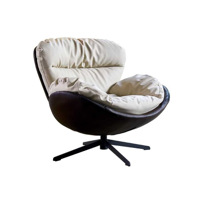 Scandinavian Parsons Chair with Removable Cushions in Faux Leather/Linen Blend