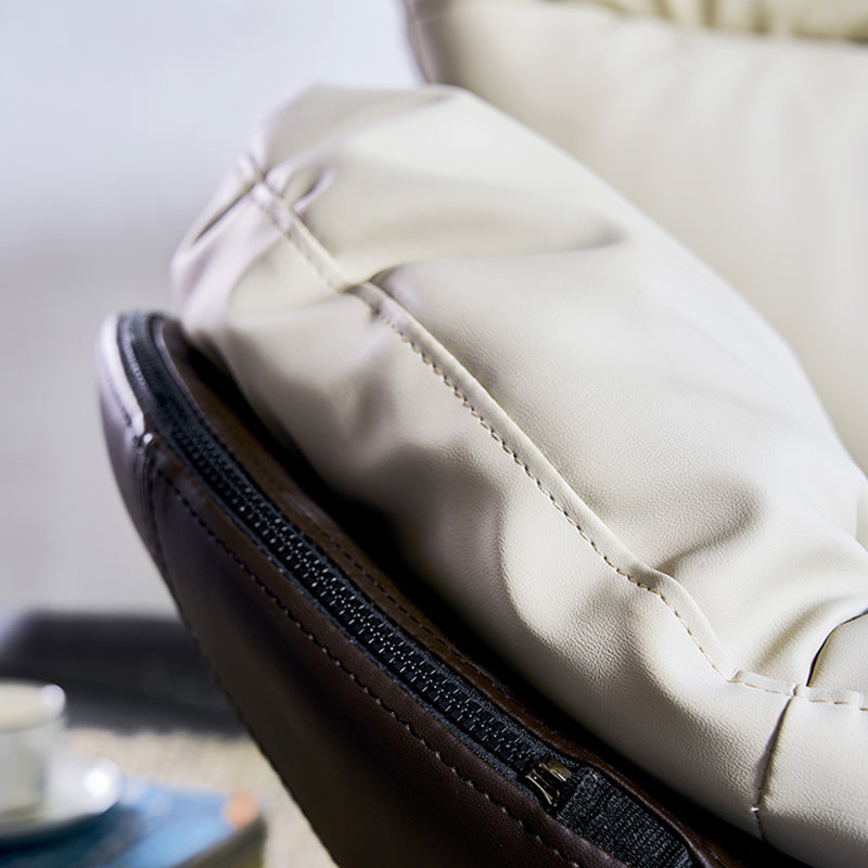 Scandinavian Parsons Chair with Removable Cushions in Faux Leather/Linen Blend