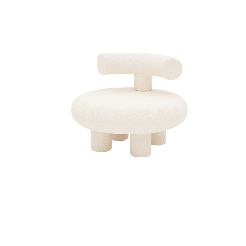 Scandinavian White Wool Parsons Chair with Fixed Back and 4 Legs