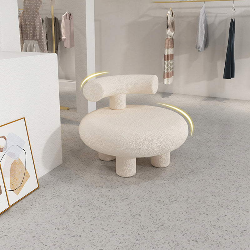 Scandinavian White Wool Parsons Chair with Fixed Back and 4 Legs