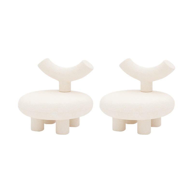 Scandinavian White Wool Parsons Chair with Fixed Back and 4 Legs