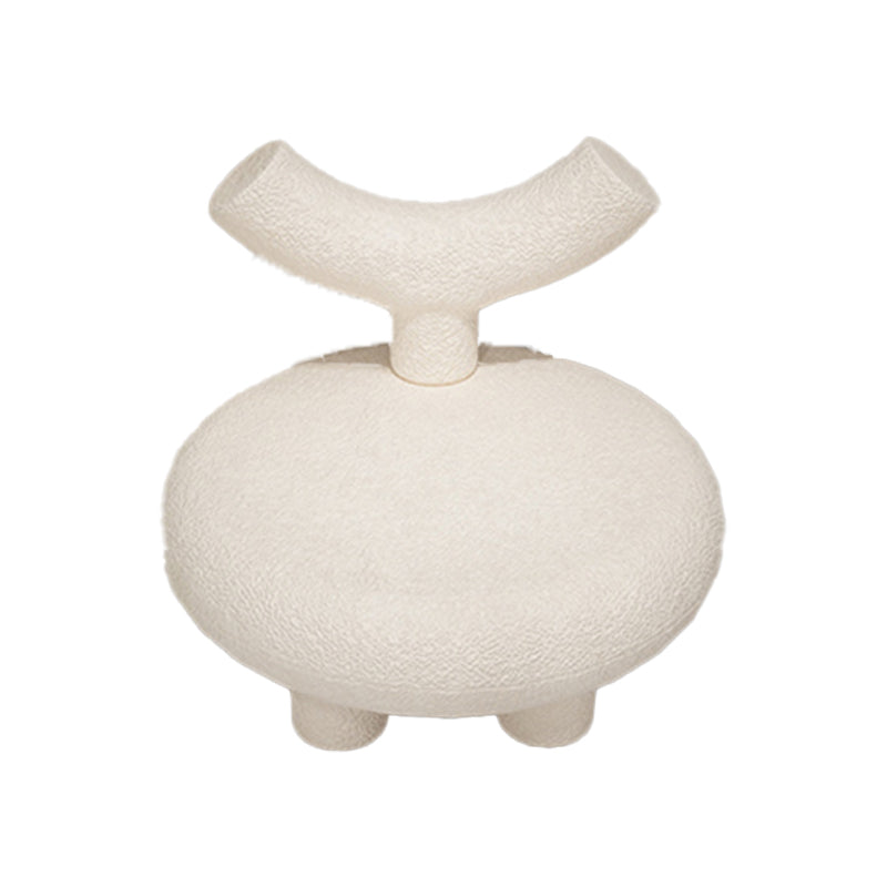 Scandinavian White Wool Parsons Chair with Fixed Back and 4 Legs