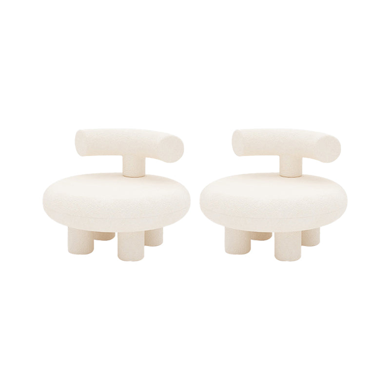 Scandinavian White Wool Parsons Chair with Fixed Back and 4 Legs