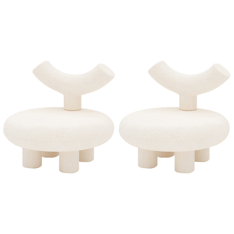 Scandinavian White Wool Parsons Chair with Fixed Back and 4 Legs