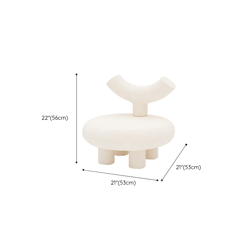 Scandinavian White Wool Parsons Chair with Fixed Back and 4 Legs