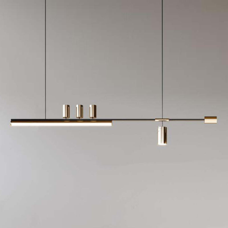 6-Light Kitchen Island Lighting Modern Metal Ceiling Light in Black Finish