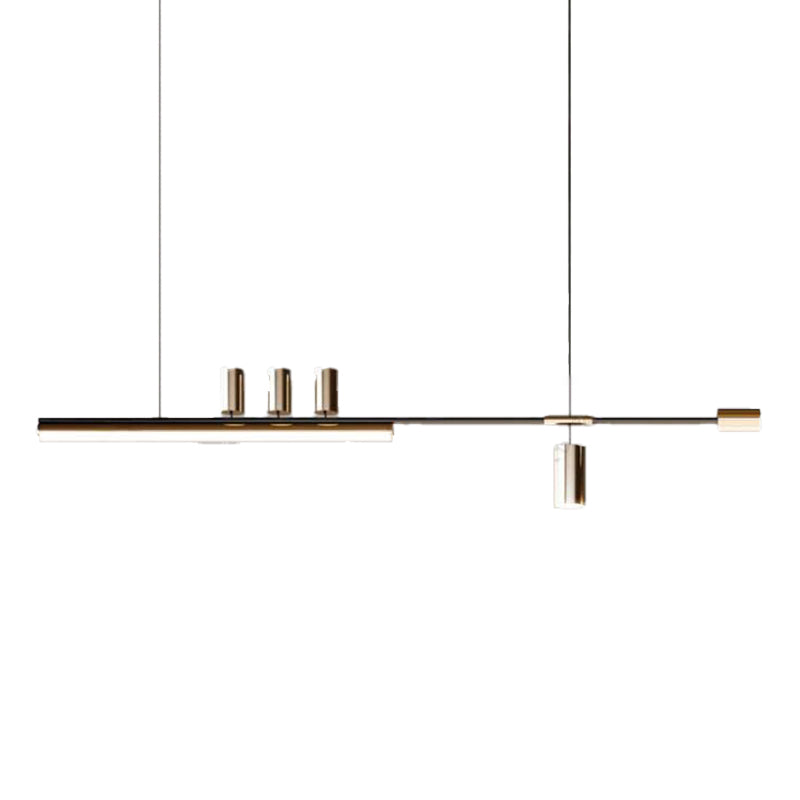 6-Light Kitchen Island Lighting Modern Metal Ceiling Light in Black Finish