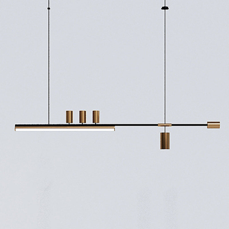 6-Light Kitchen Island Lighting Modern Metal Ceiling Light in Black Finish