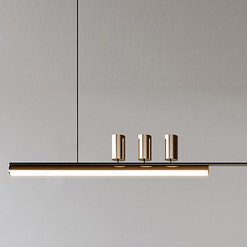 6-Light Kitchen Island Lighting Modern Metal Ceiling Light in Black Finish