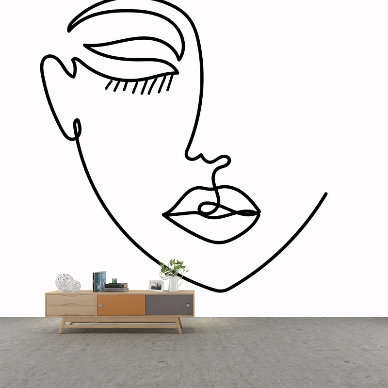 Line Art Wallpaper Mildew Resistant Sleeping Room Wall Mural