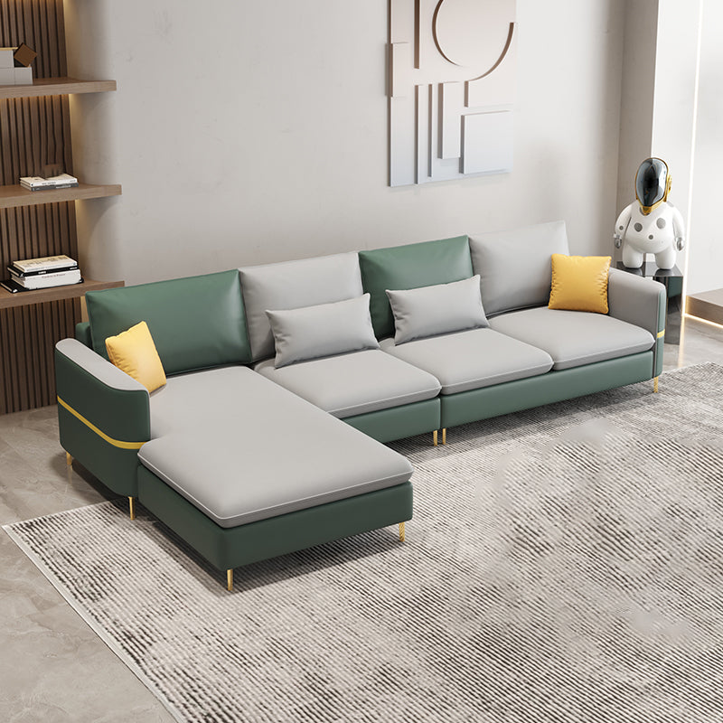 35.43" Tall Sectional Sofa Faux leather Sofa with Pillowed Back Cushions