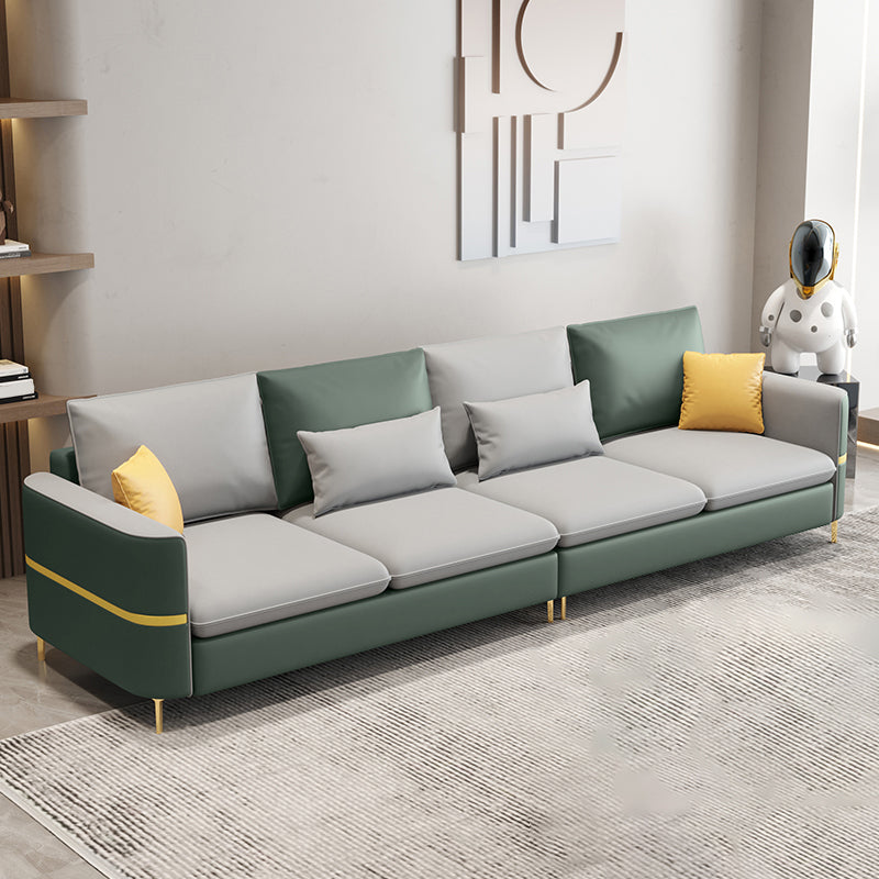 35.43" Tall Sectional Sofa Faux leather Sofa with Pillowed Back Cushions