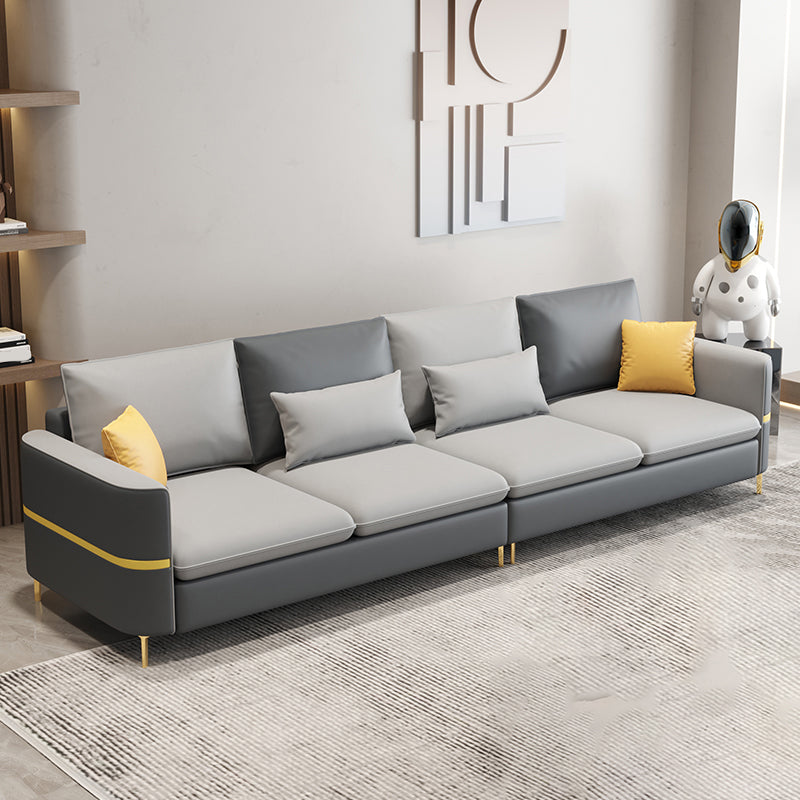 35.43" Tall Sectional Sofa Faux leather Sofa with Pillowed Back Cushions