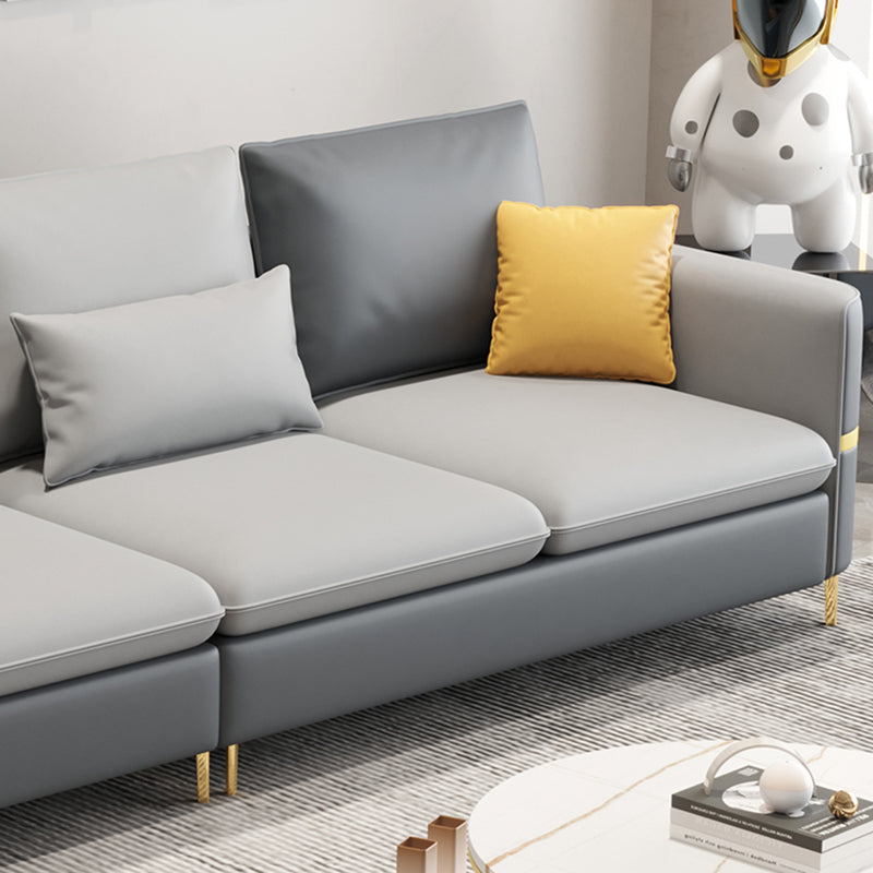 35.43" Tall Sectional Sofa Faux leather Sofa with Pillowed Back Cushions