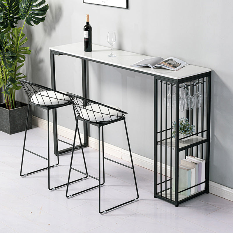 Modern Bar Table Set 1/2/3 Pcs Faux Marble Rectangular Bar Set for Indoor