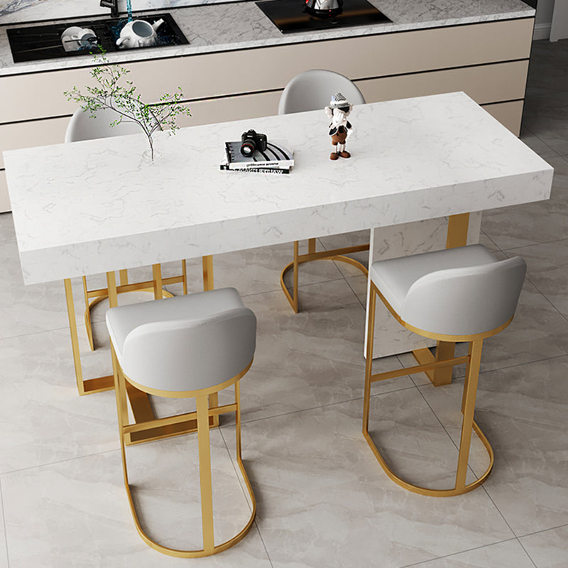 Modern Bar Table Set 1/2/5 Pcs Faux Marble Rectangular Bar Set for Indoor